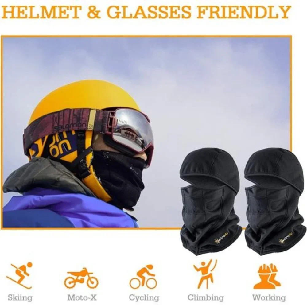 2 Pack, Men's Ski Mask Winter Fleece Thermal Face Mask Cover, Black